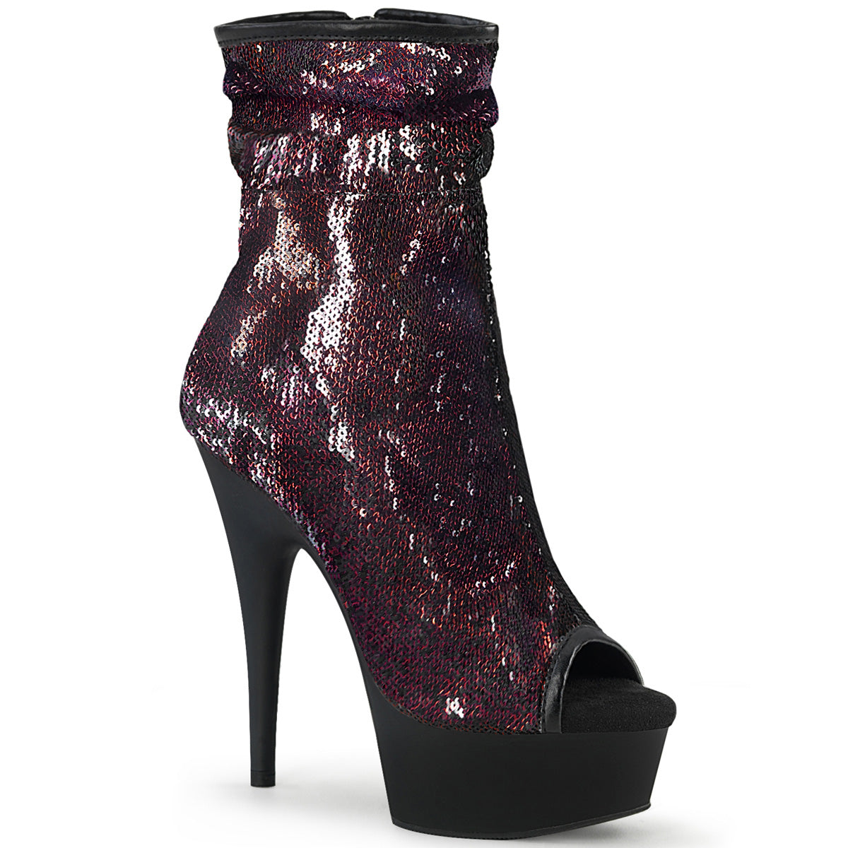 DELIGHT-1008SQ - Burgundy Sequins/Black Matte