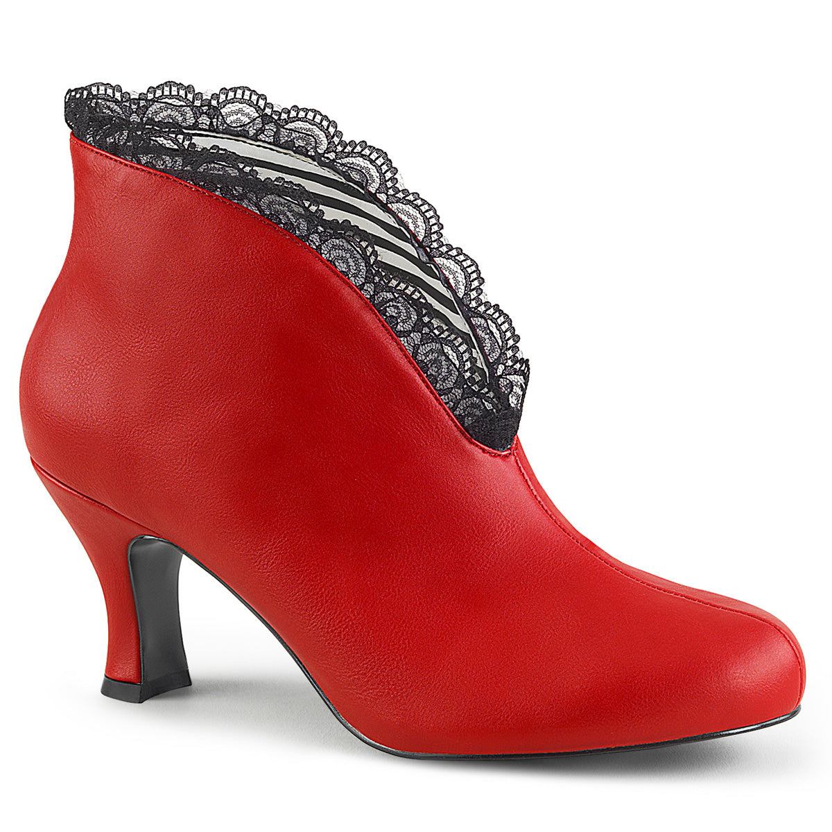 JENNA-105 - Red Fuax Leather-Blk Lace