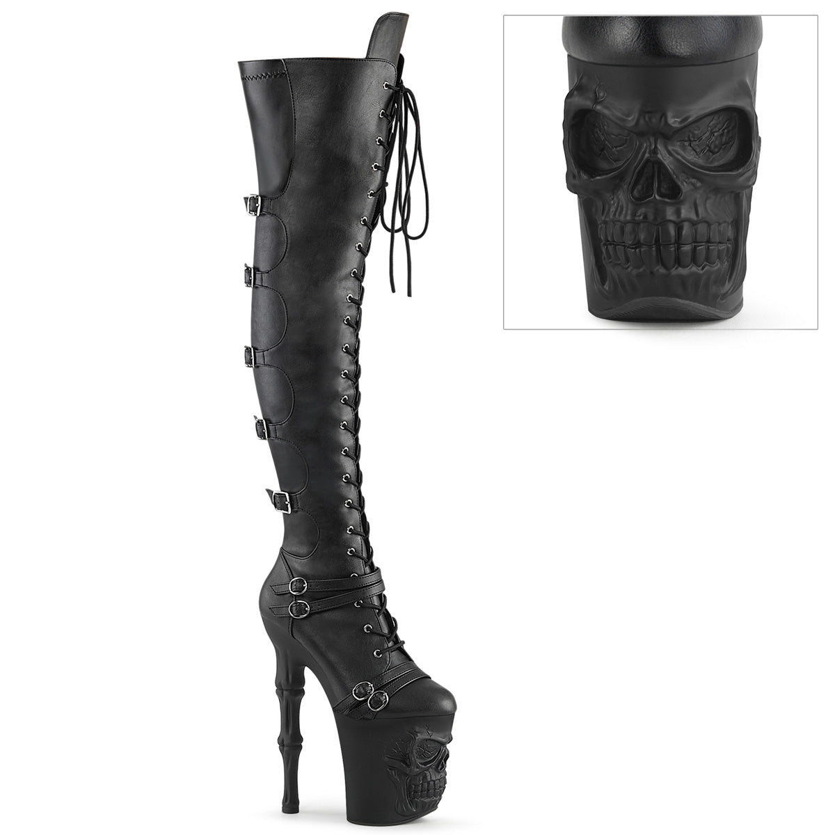 RAPTURE-3045 - Blk Faux Leather-Str.Faux Leather/Blk Ma