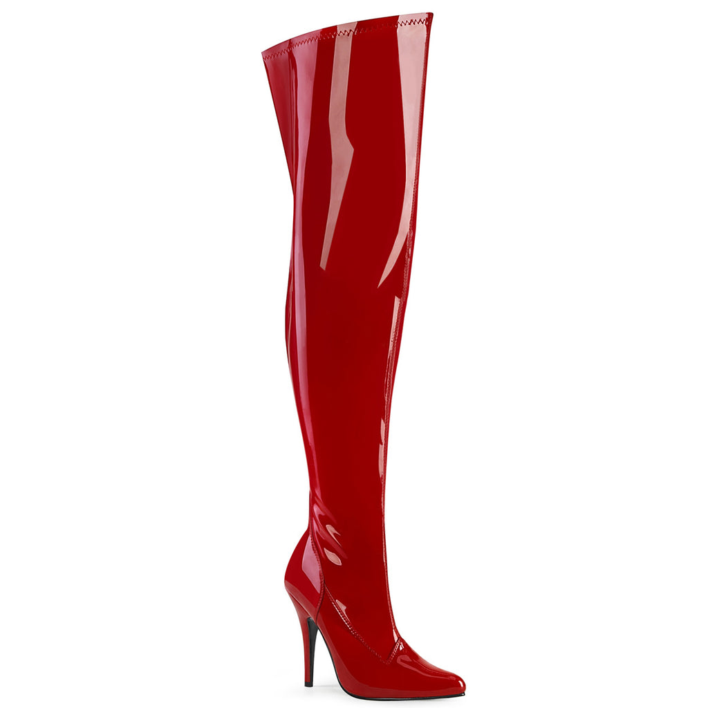 SEDUCE-3000WC - Red Stretch Patent Wide Calf Boots