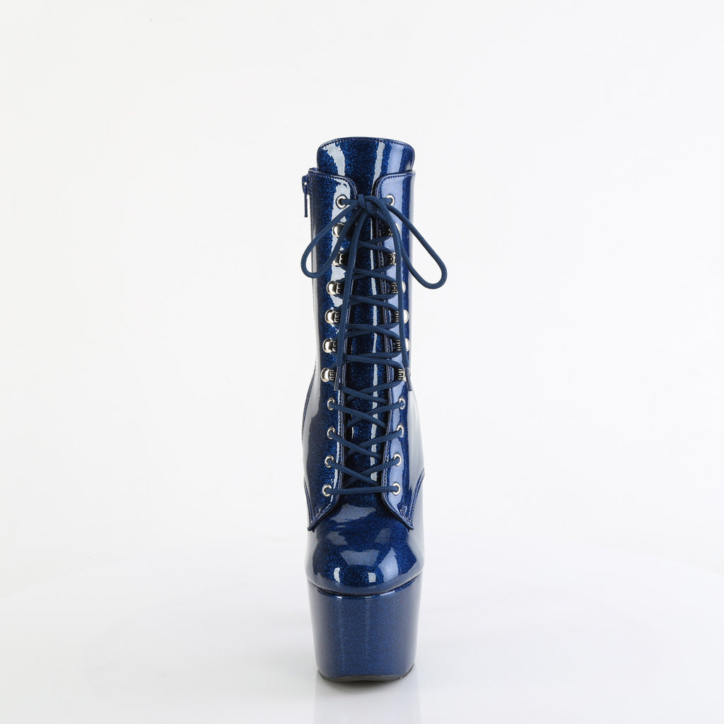 ADORE-1020GP - Navy Blue Glitter Patent Ankle Boots