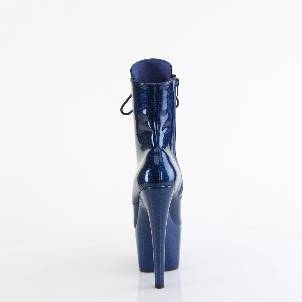 ADORE-1020GP - Navy Blue Glitter Patent Ankle Boots