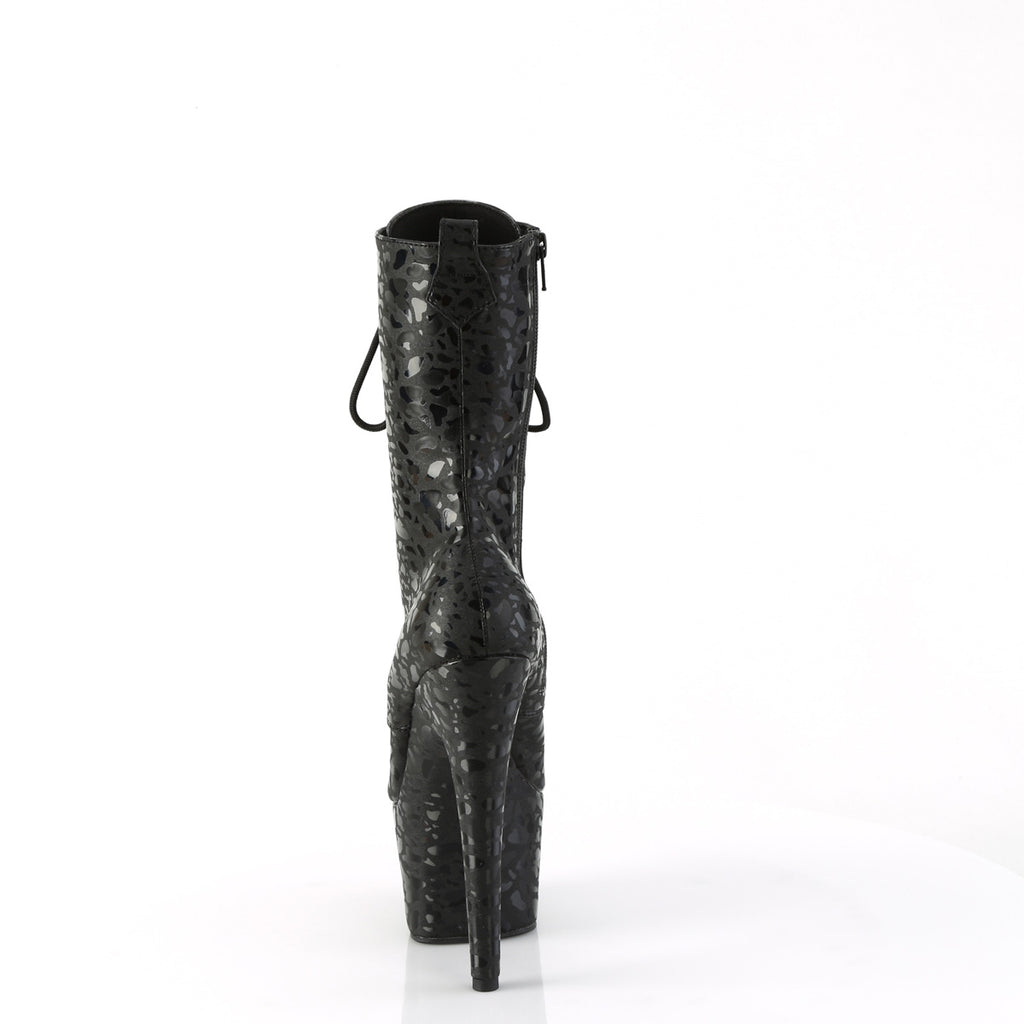 ADORE-1040LPH - Black Leopard Print Holo Ankle Boots