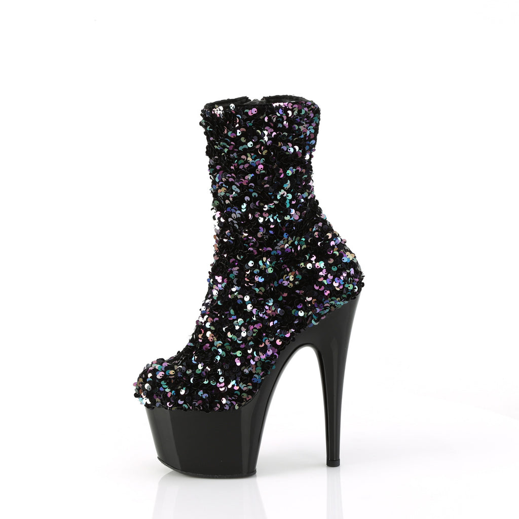 ADORE-1042SQ - Black Multi Sequins Ankle Boots