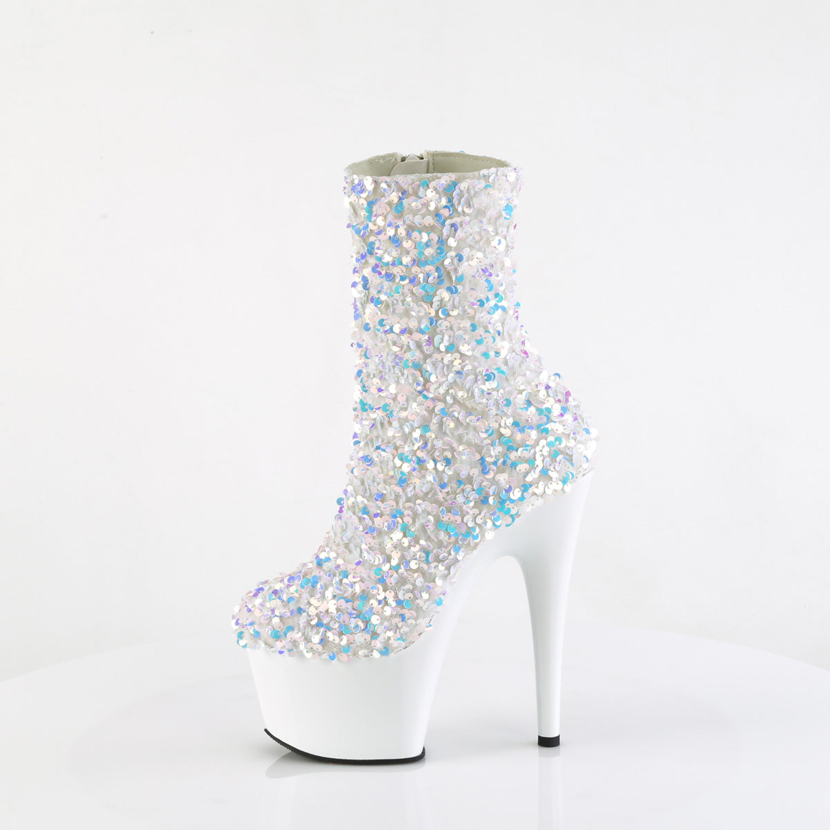 ADORE-1042SQ - White Multi Sequins Ankle Boots