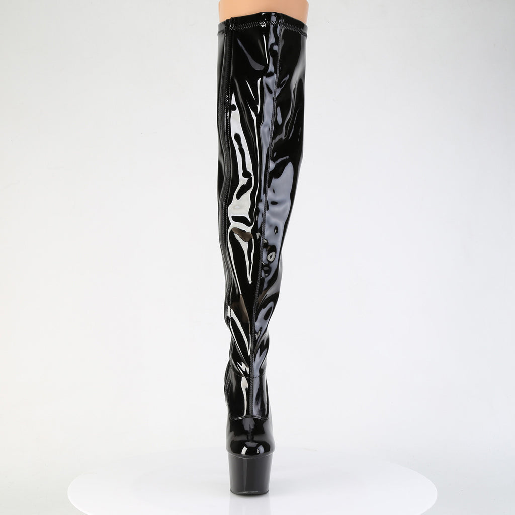 ADORE-3000WCF - Black Stretch Patent WIDE CALF Thigh Boots