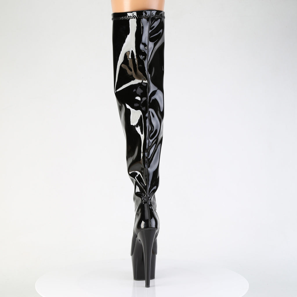 ADORE-3000WCF - Black Stretch Patent WIDE CALF Thigh Boots