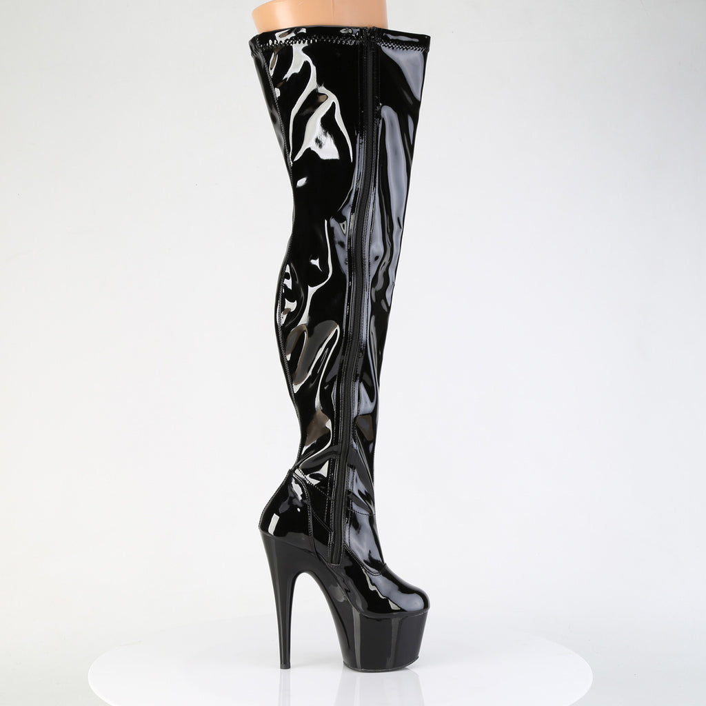 ADORE-3000WCF - Black Stretch Patent WIDE CALF Thigh Boots