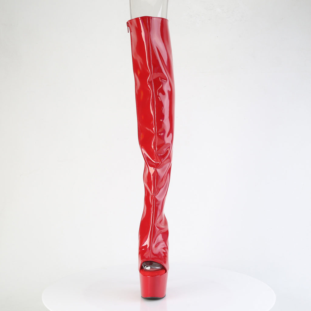 ADORE-3019HWR - Red Stretch Holo Thigh Boots