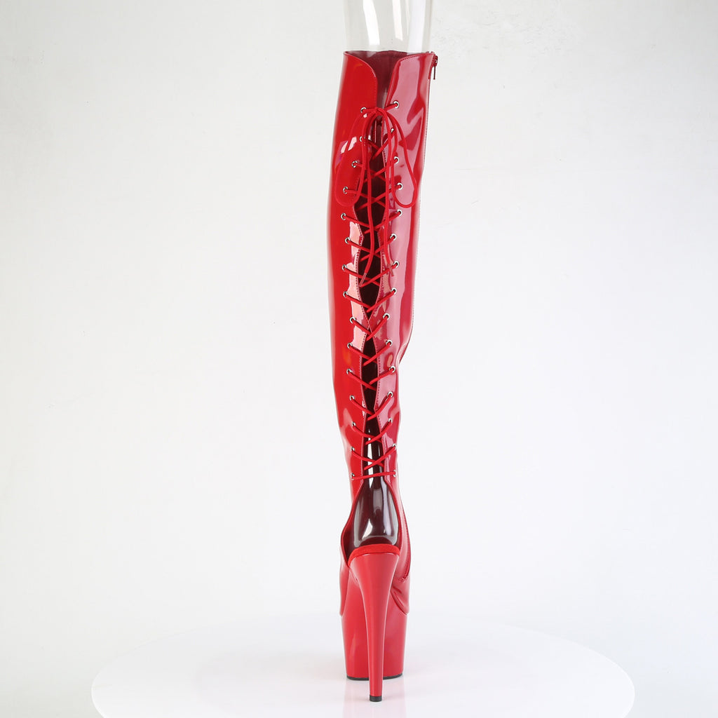 ADORE-3019HWR - Red Stretch Holo Thigh Boots