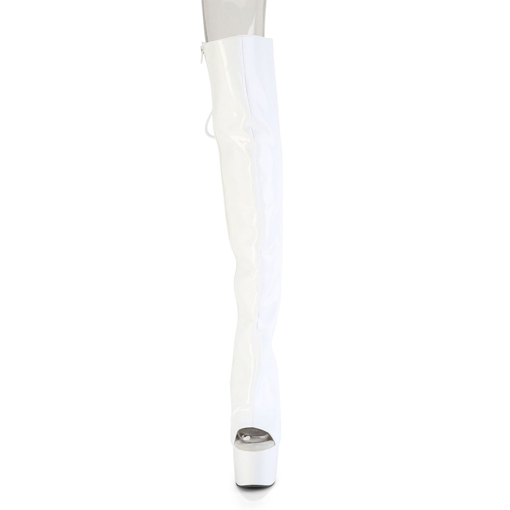 ADORE-3019HWR - White Stretch Holo Thigh Boots