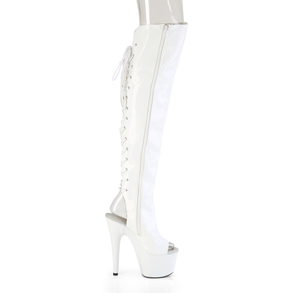 ADORE-3019HWR - White Stretch Holo Thigh Boots