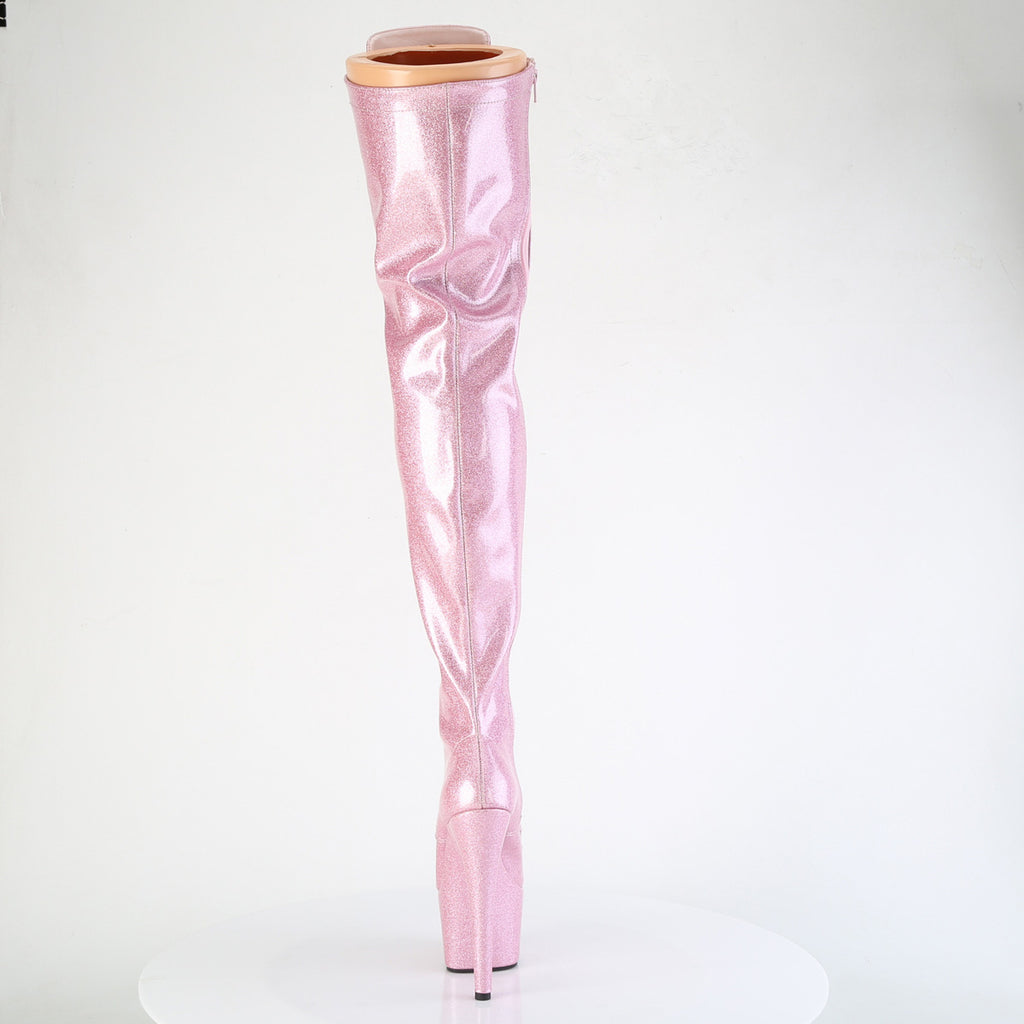 ADORE-3020GP - Baby Pink Glitter Patent Thigh Boots