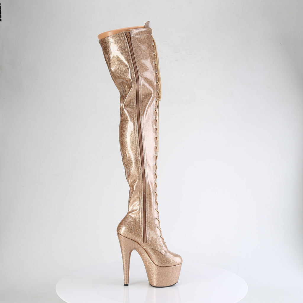 ADORE-3020GP - Gold Glitter Patent Thigh Boots