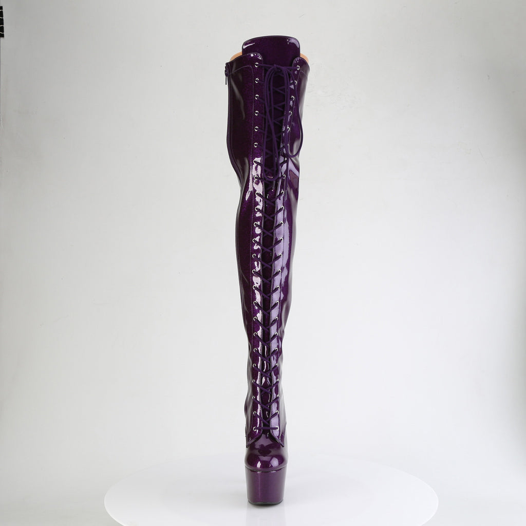 ADORE-3020GP - Purple Glitter Patent Thigh Boots