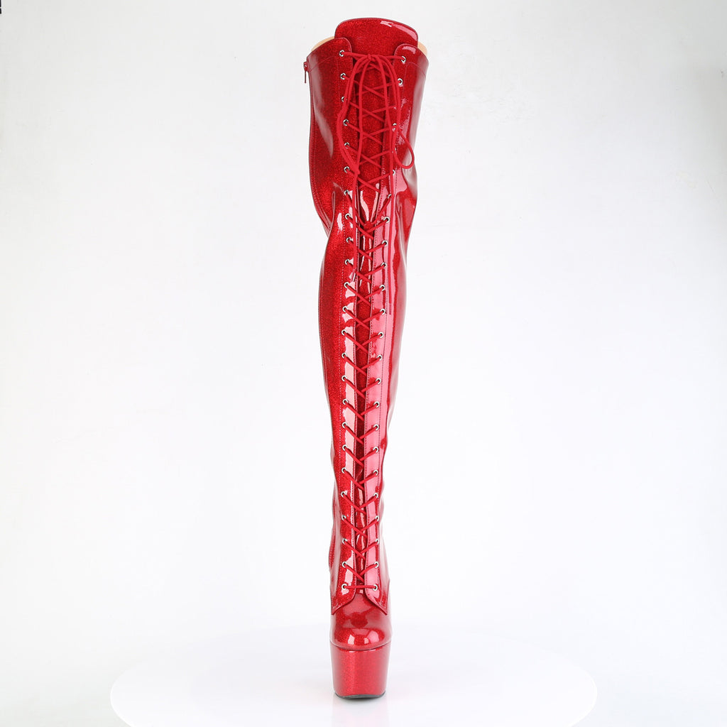 ADORE-3020GP - Red Glitter Patent Thigh Boots