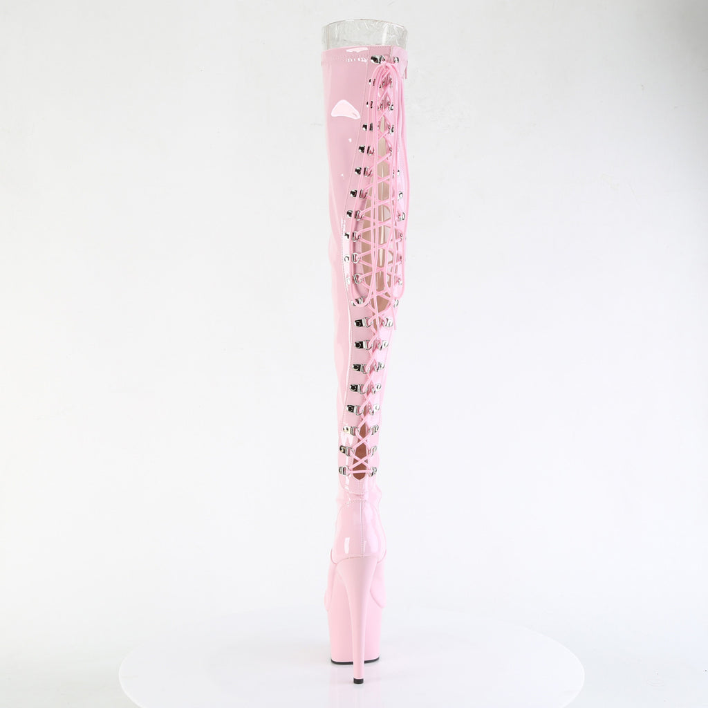 ADORE-3063 - Baby Pink Stretch Patent Thigh Boots