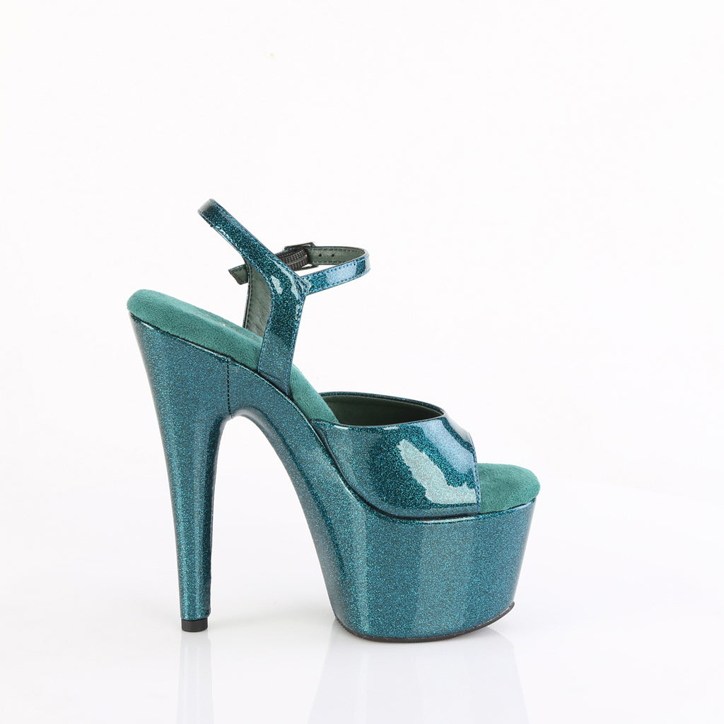 ADORE-709GP - Teal Glitter Patent Heels