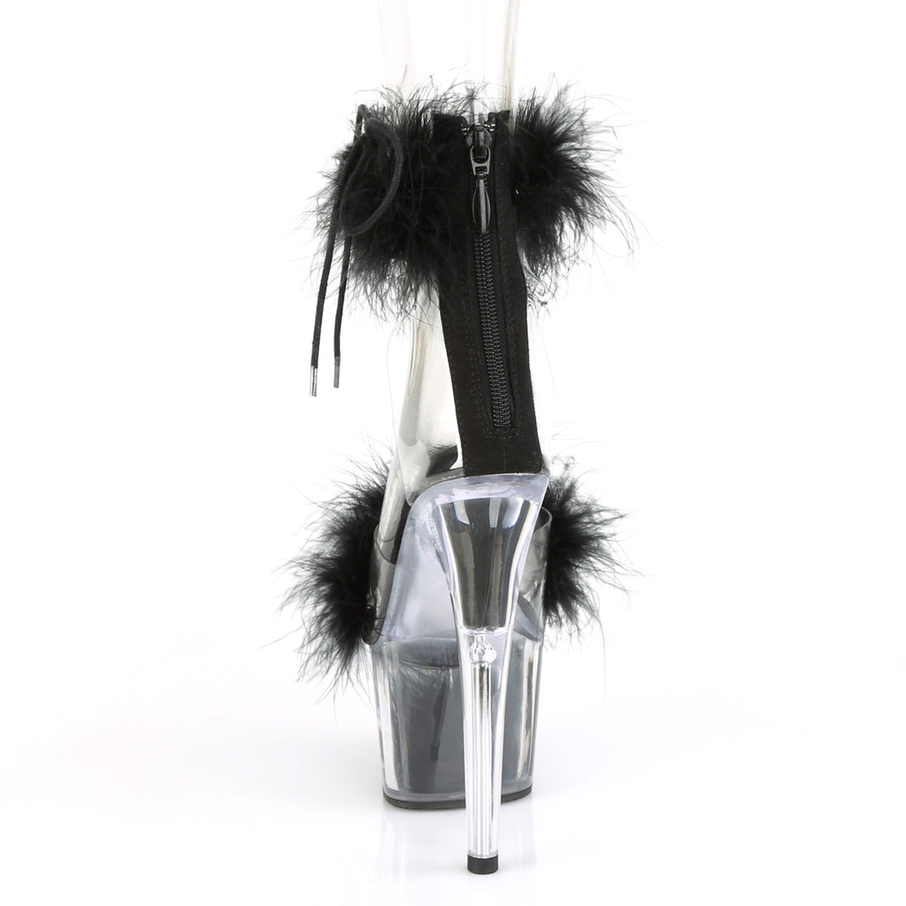 ADORE-724F - Clear-Black Fur Heels