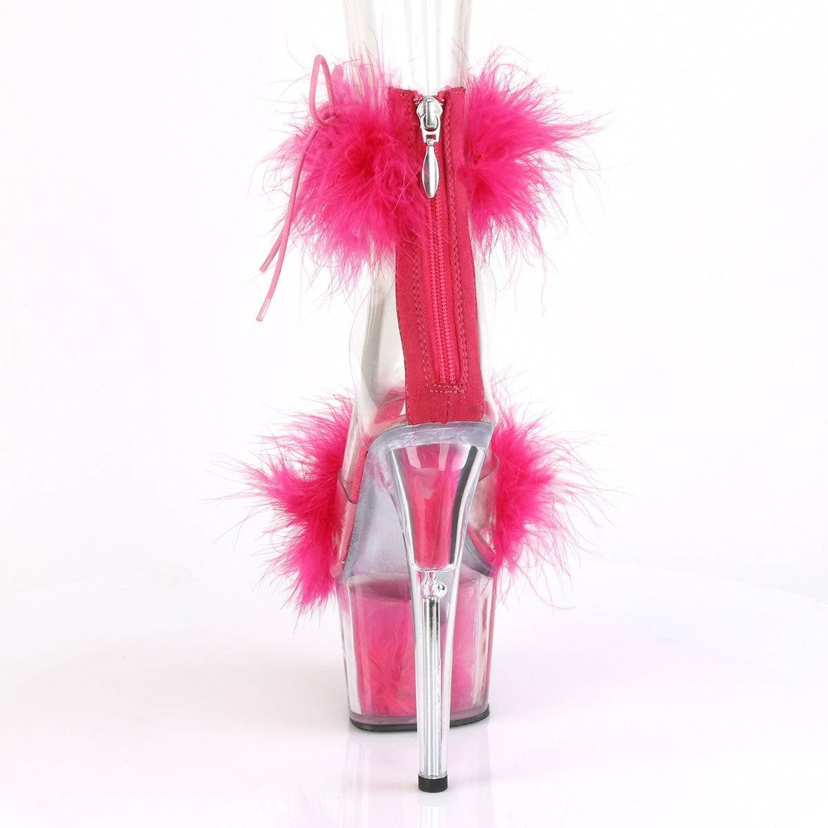 ADORE-724F - Clear-Hot Pink Fur Heels