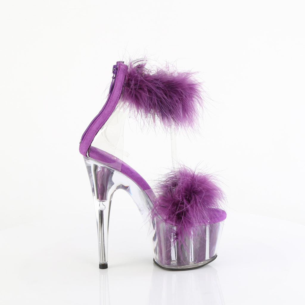 ADORE-724F - Clear-Purple Fur Heels