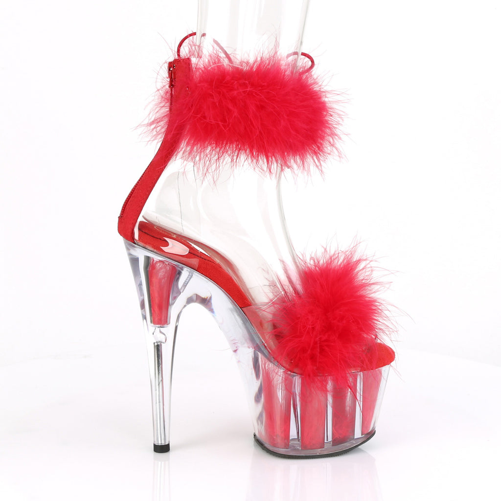 ADORE-724F - Clear-Red Fur Heels