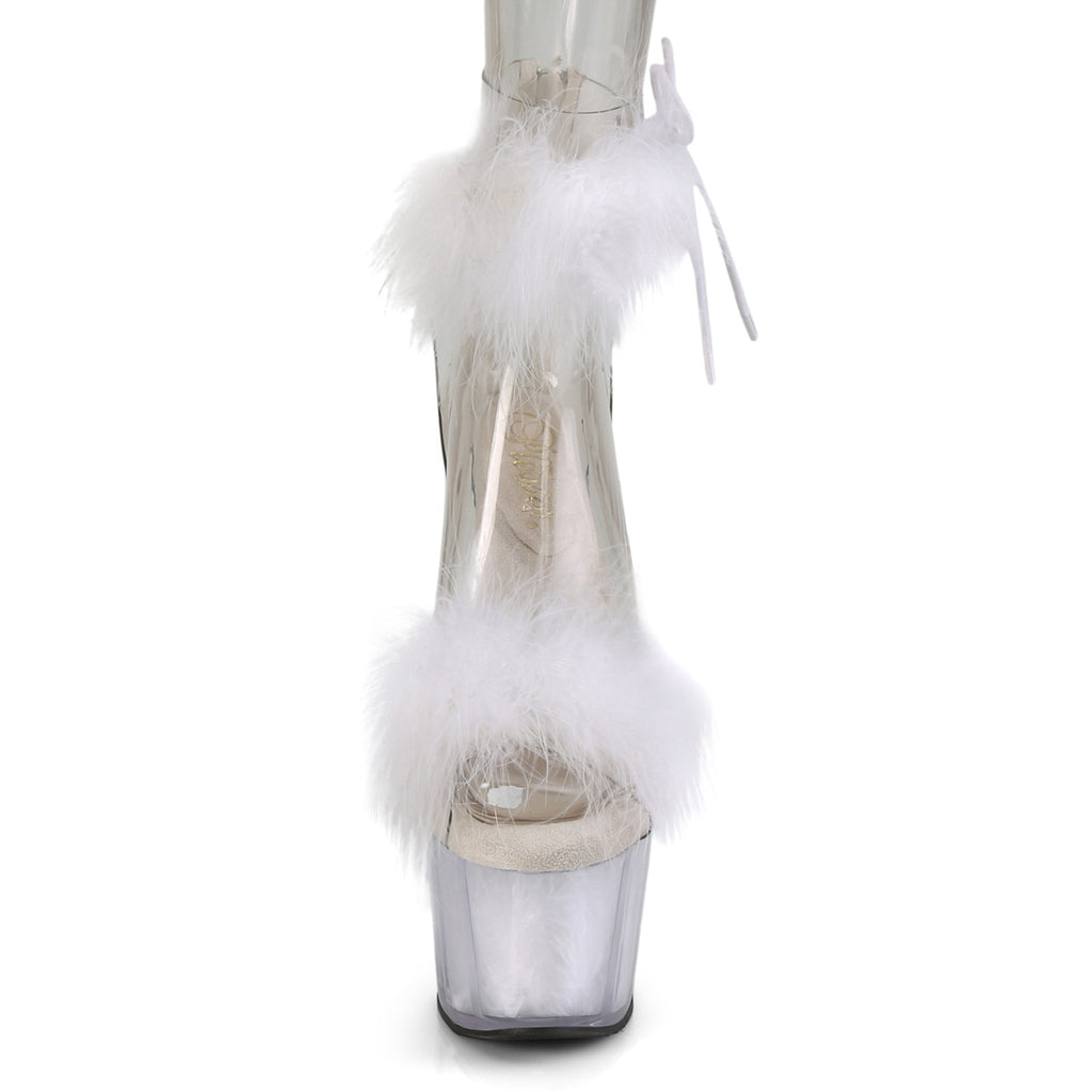 ADORE-724F - Clear-White Fur Heels