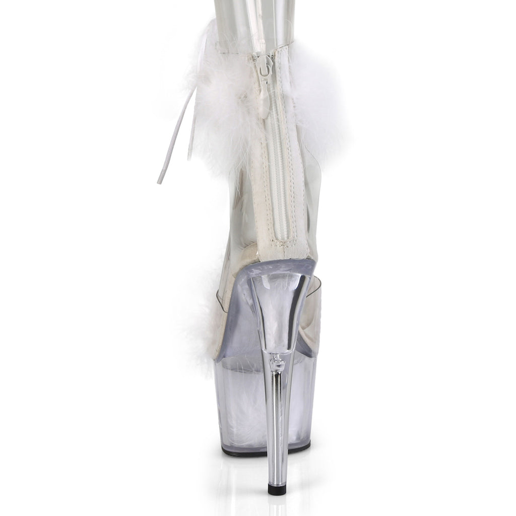 ADORE-724F - Clear-White Fur Heels