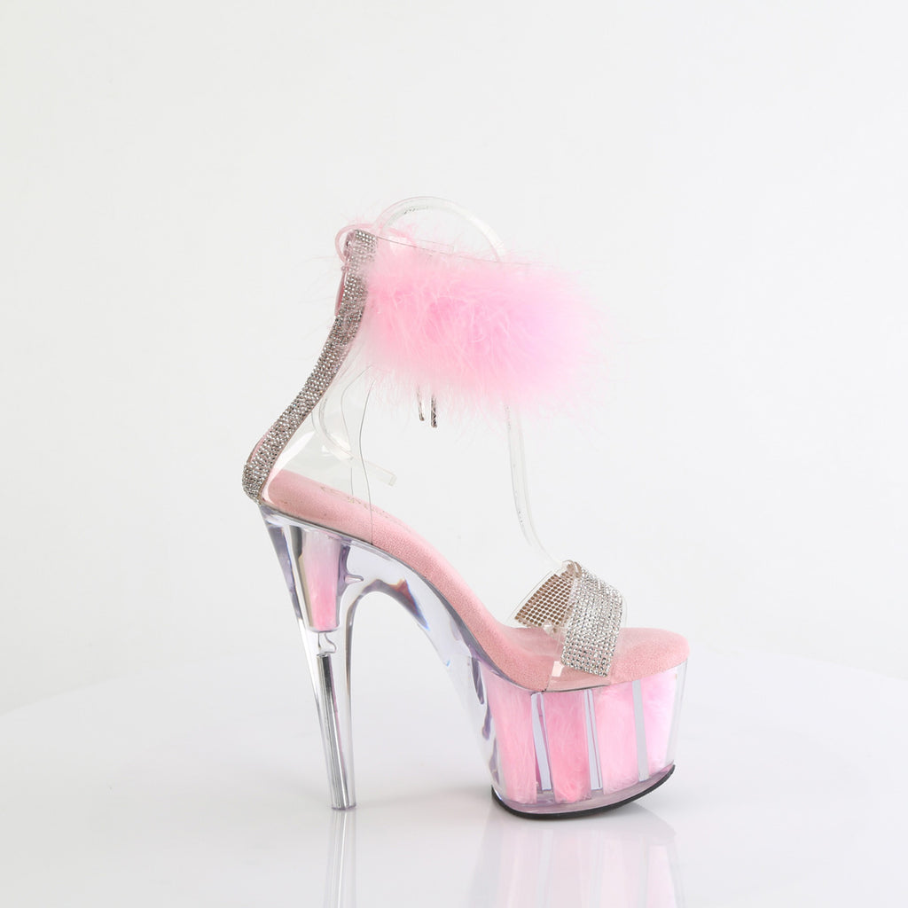 ADORE-727F - Clear-Baby Pink Fur Heels