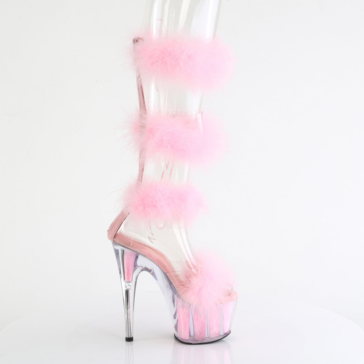ADORE-728F - Clear-Baby Pink Fur Heels