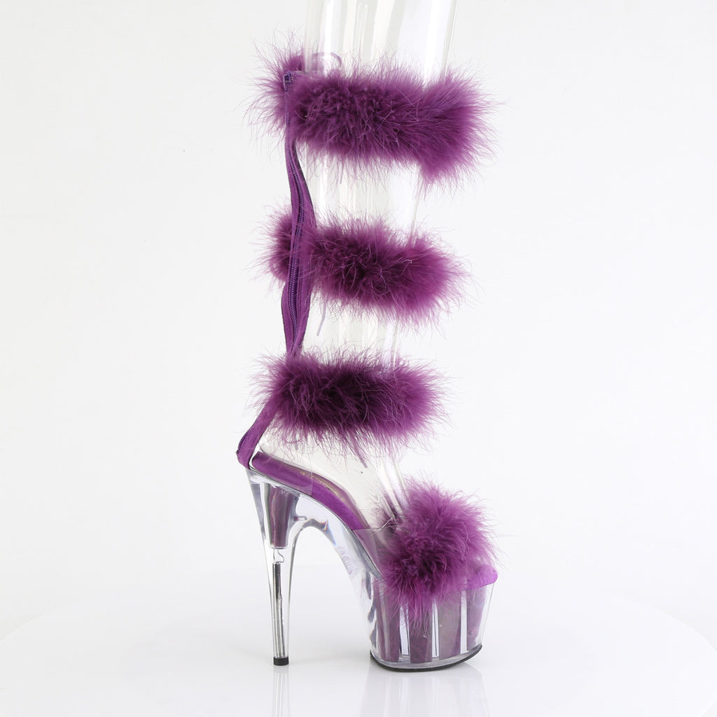 ADORE-728F - Clear-Purple Fur Heels