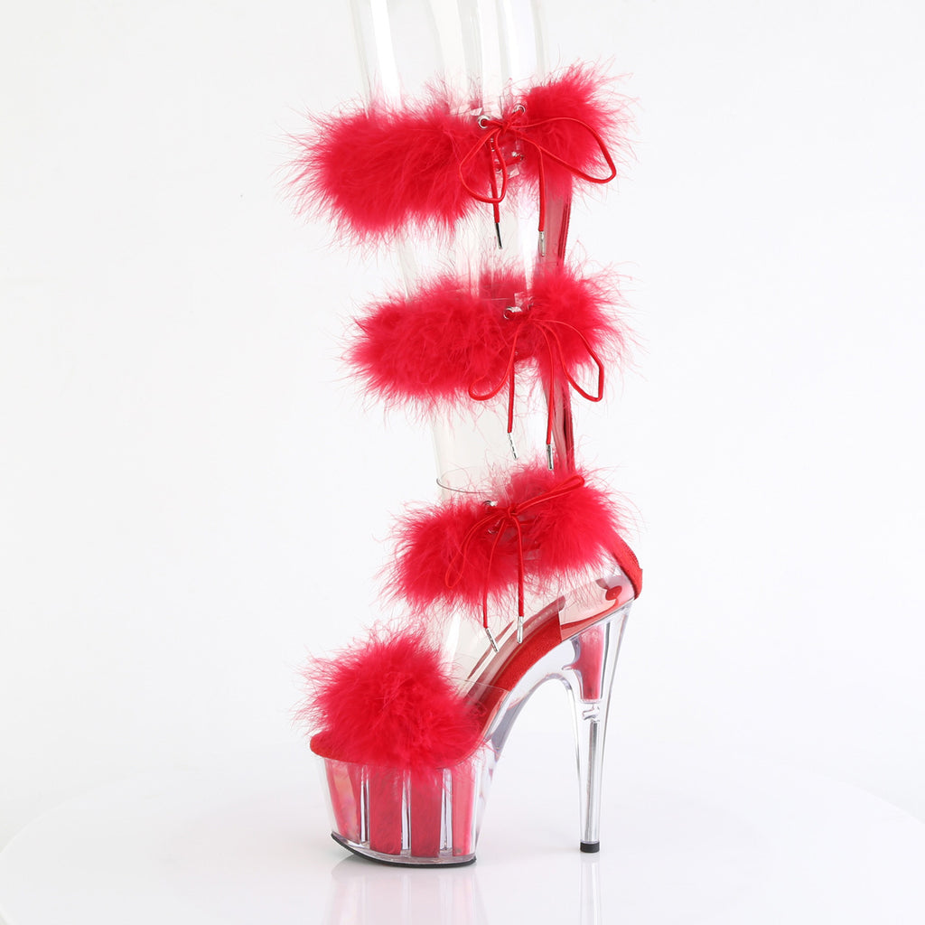 ADORE-728F - Clear-Red Fur Heels