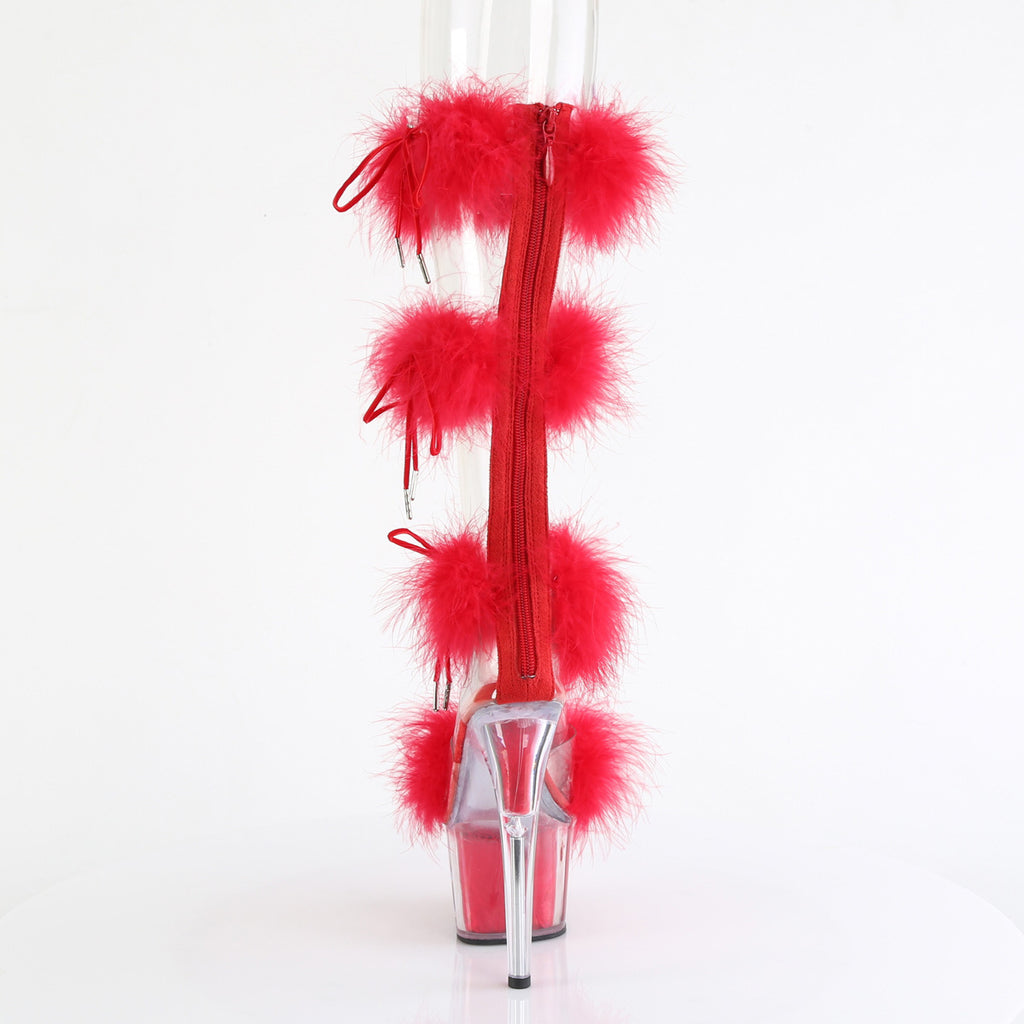 ADORE-728F - Clear-Red Fur Heels