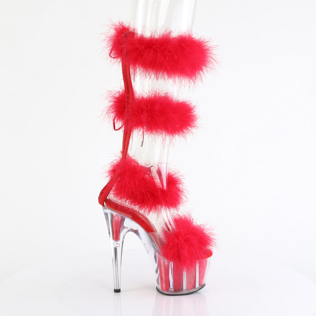 ADORE-728F - Clear-Red Fur Heels