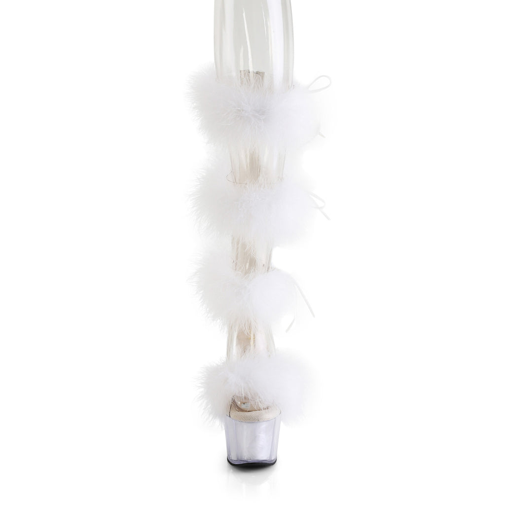 ADORE-728F - Clear-White Fur Heels