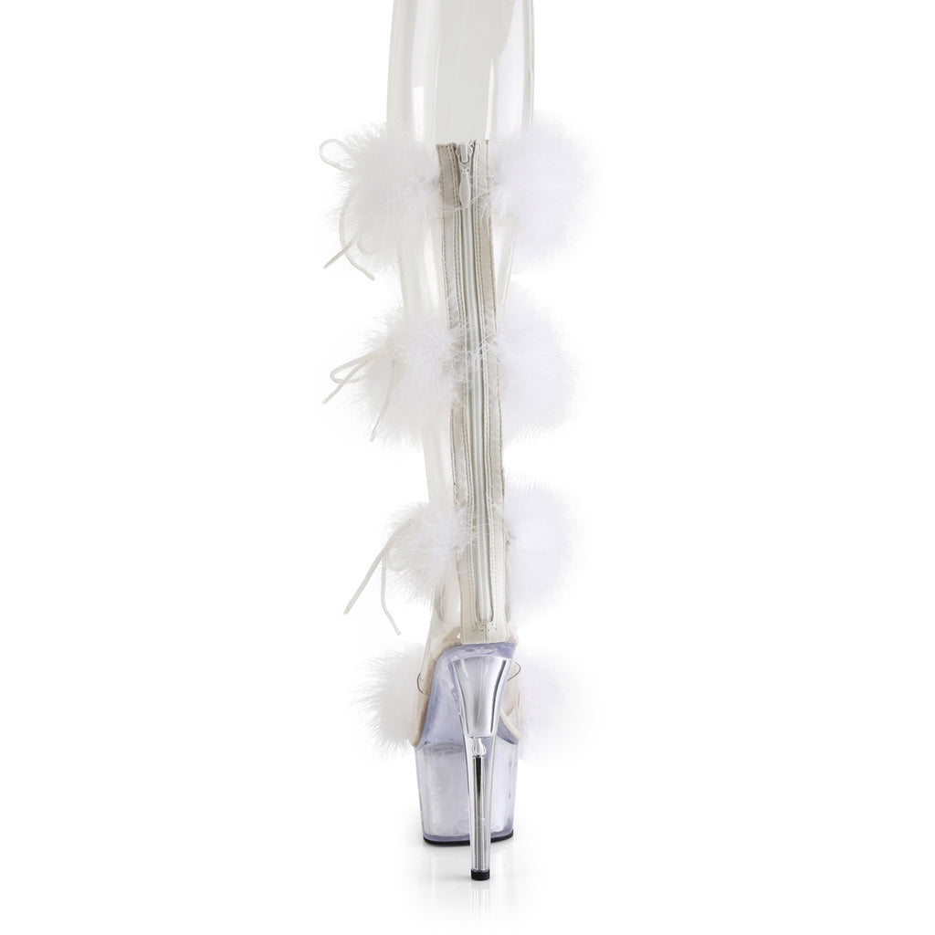 ADORE-728F - Clear-White Fur Heels