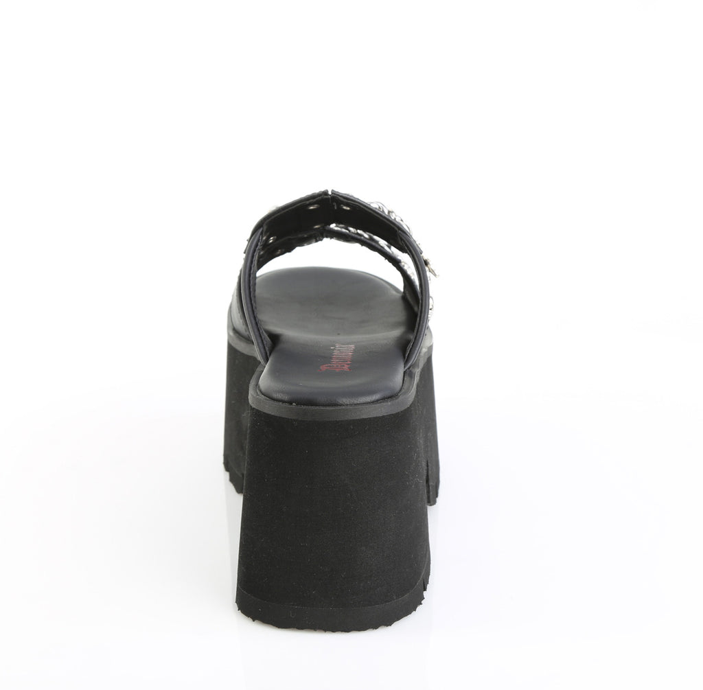 DEMONIA ASHES-08 - Black Vegan Leather Sandals