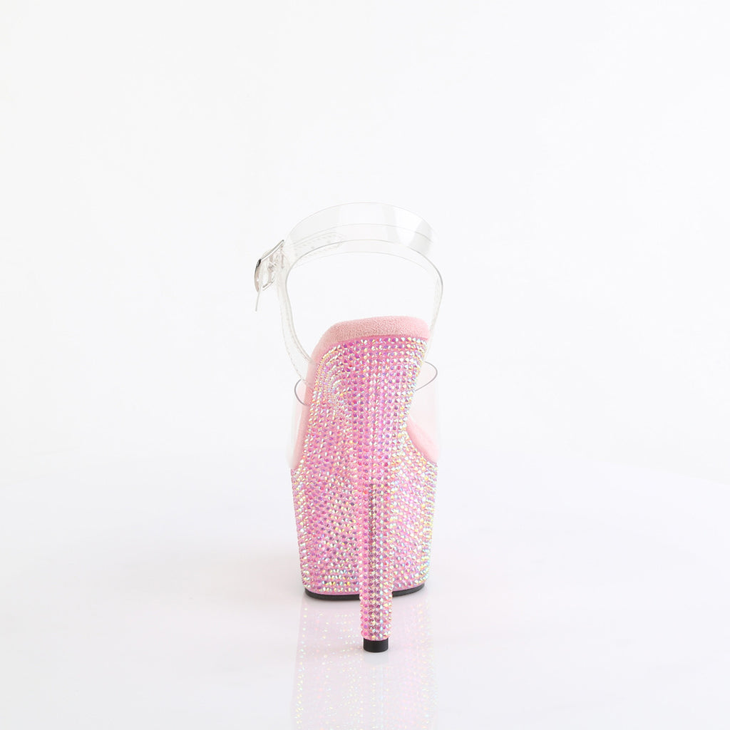 BEJEWELED-708RRS - Clear / Baby Pink Rhinestone Heels