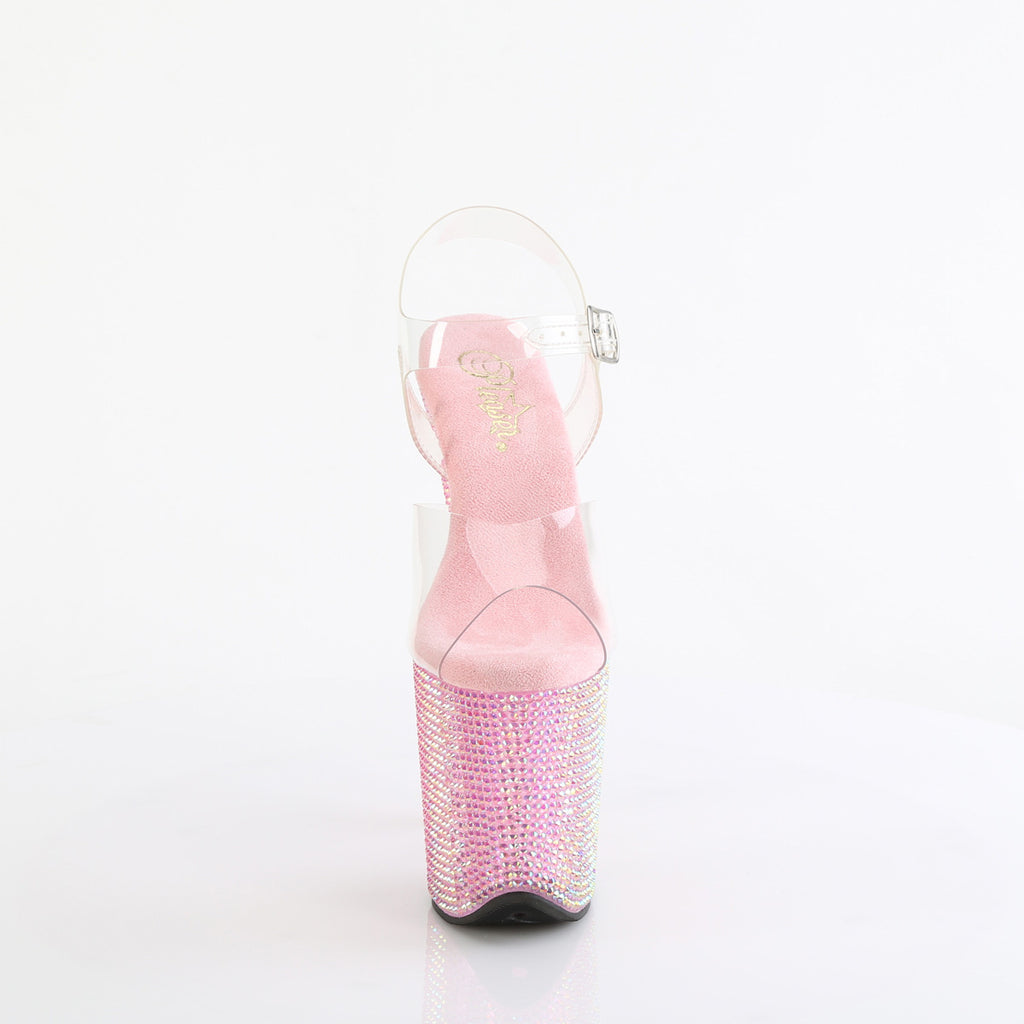BEJEWELED-808RRS - Clear / Baby Pink Rhinestone Heels