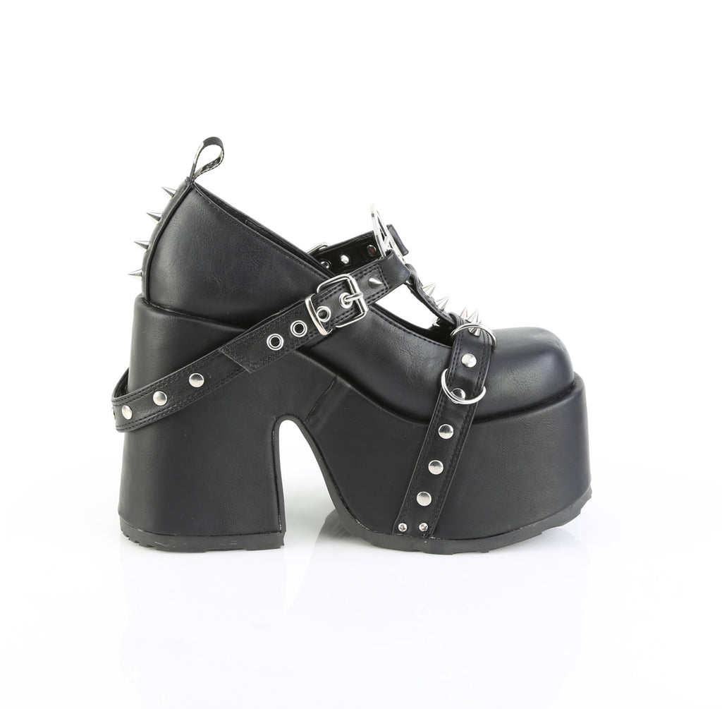 DEMONIA CAMEL-33 - Black Vegan Leather Shoes