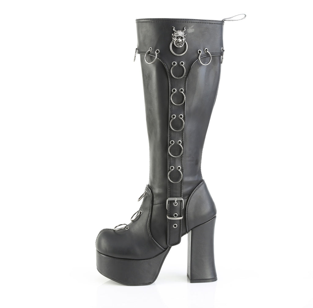 DEMONIA CHARADE-211 - Black Vegan Leather Boots