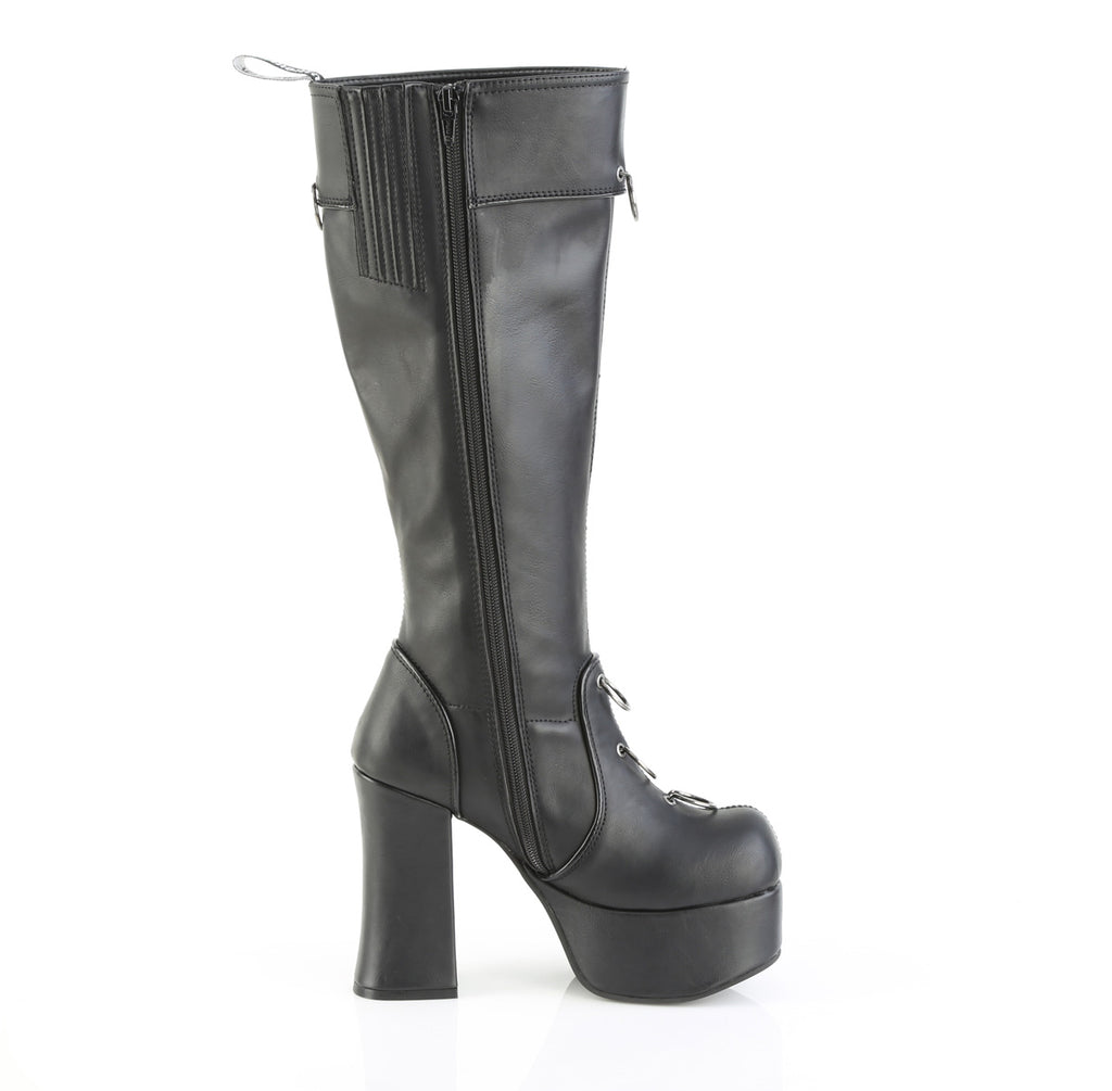 DEMONIA CHARADE-211 - Black Vegan Leather Boots