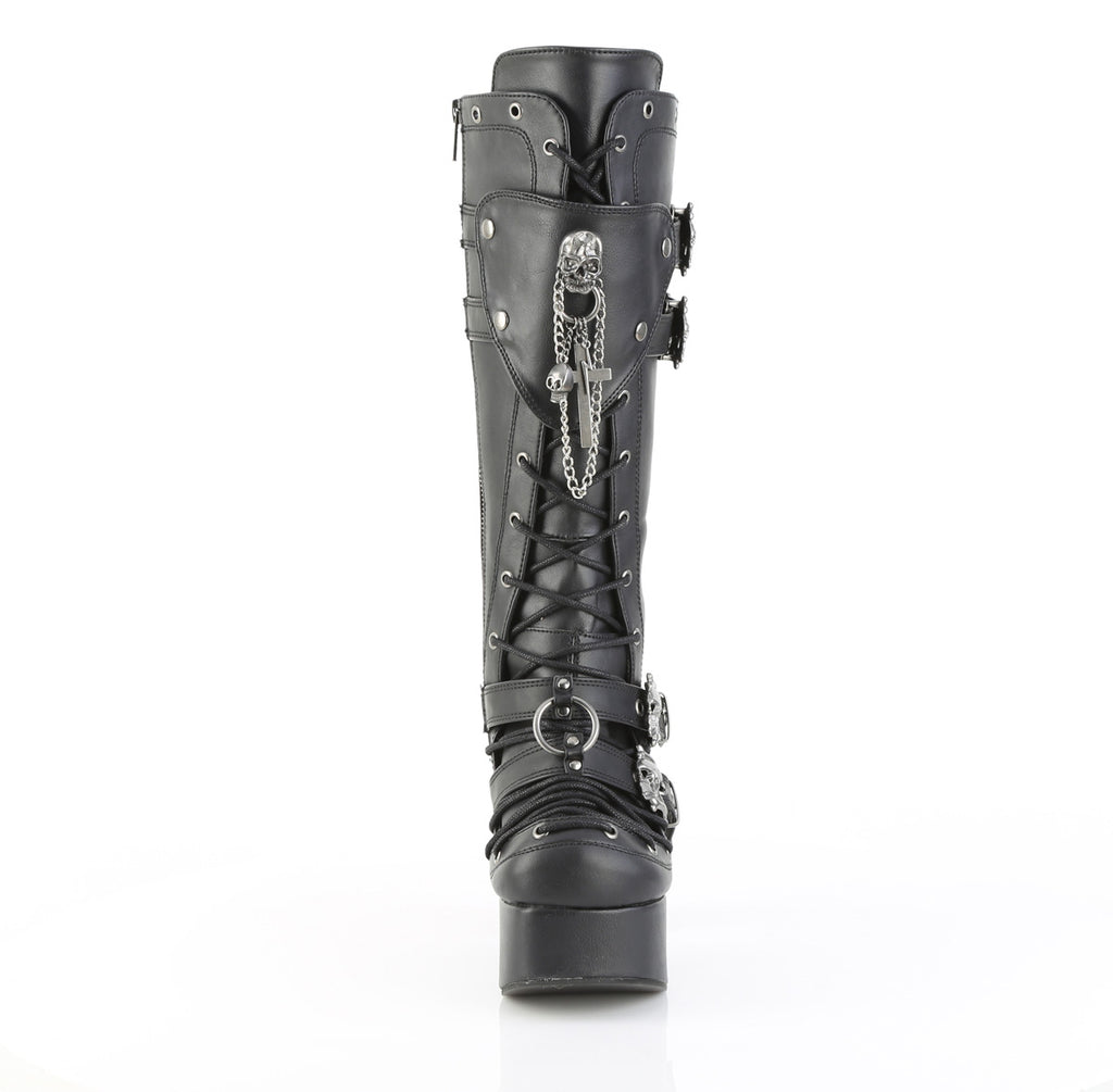 DEMONIA CHARADE-230 - Black Vegan Leather Boots