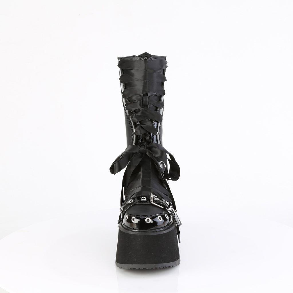 DAMNED-120 - Black Vegan Leather-Patent Boots