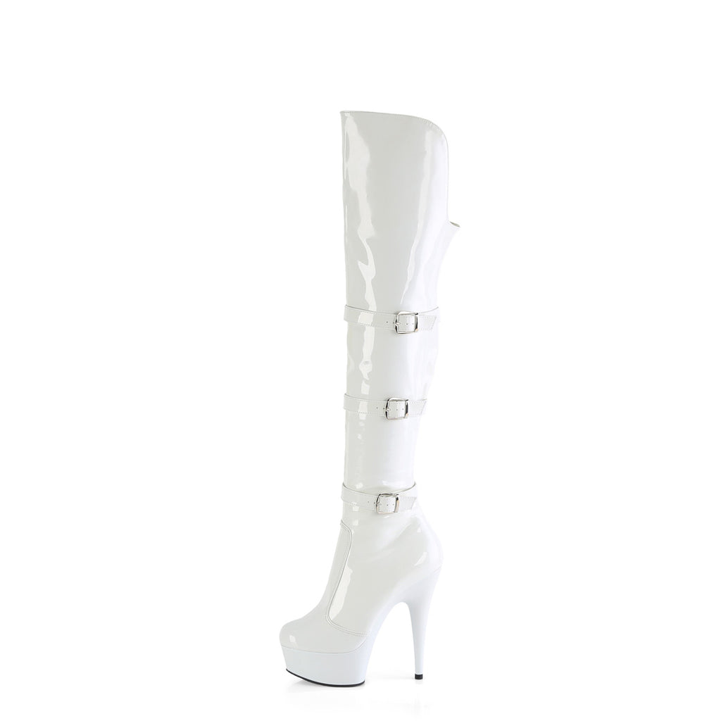 DELIGHT-3018 - White Stretch Patent Boots