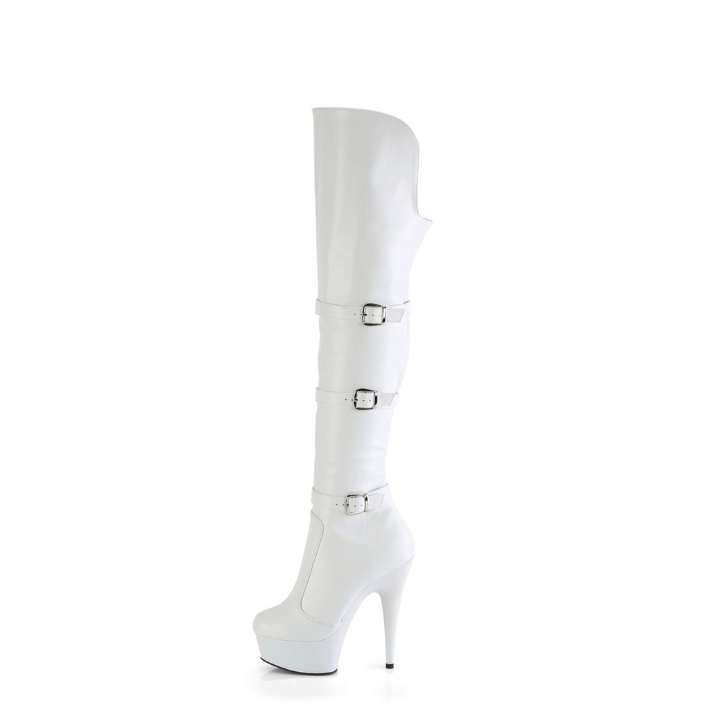 DELIGHT-3018 - White Stretch Faux Leather Boots