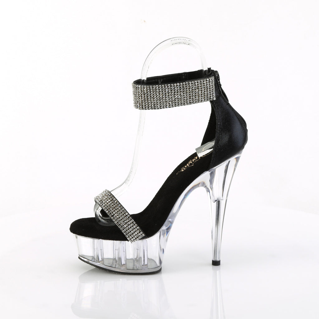 DELIGHT-641 - Black Shimmery Fabric Heels