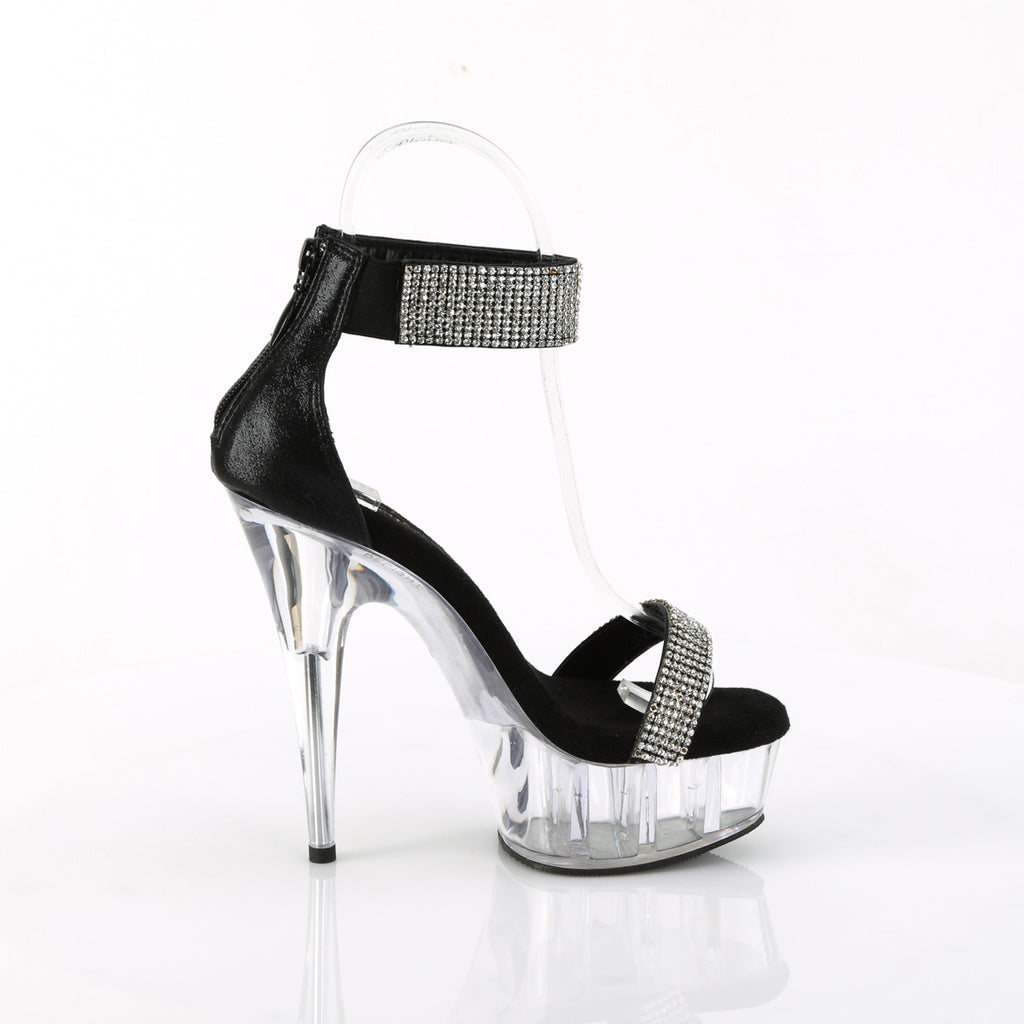 DELIGHT-641 - Black Shimmery Fabric Heels