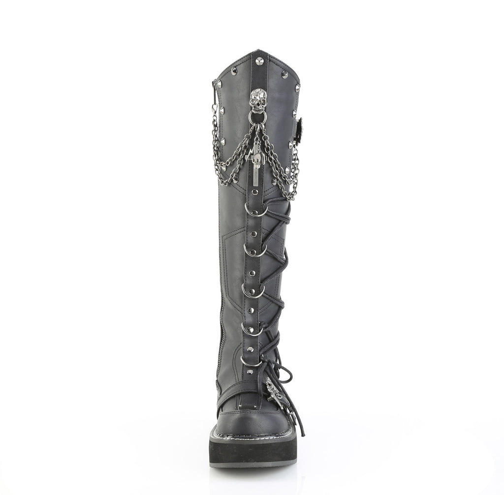 DEMONIA EMILY-221 - Black Vegan Leather Boots
