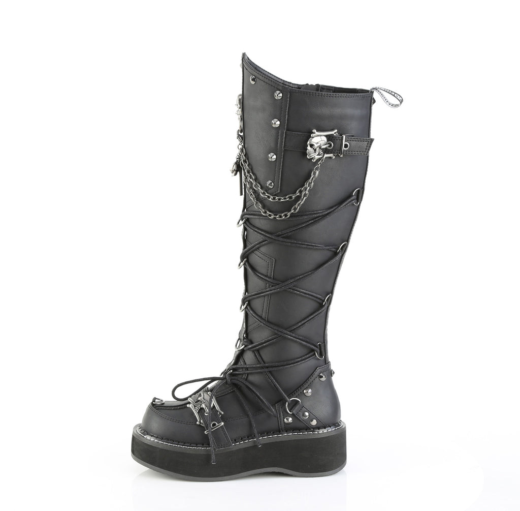 DEMONIA EMILY-221 - Black Vegan Leather Boots